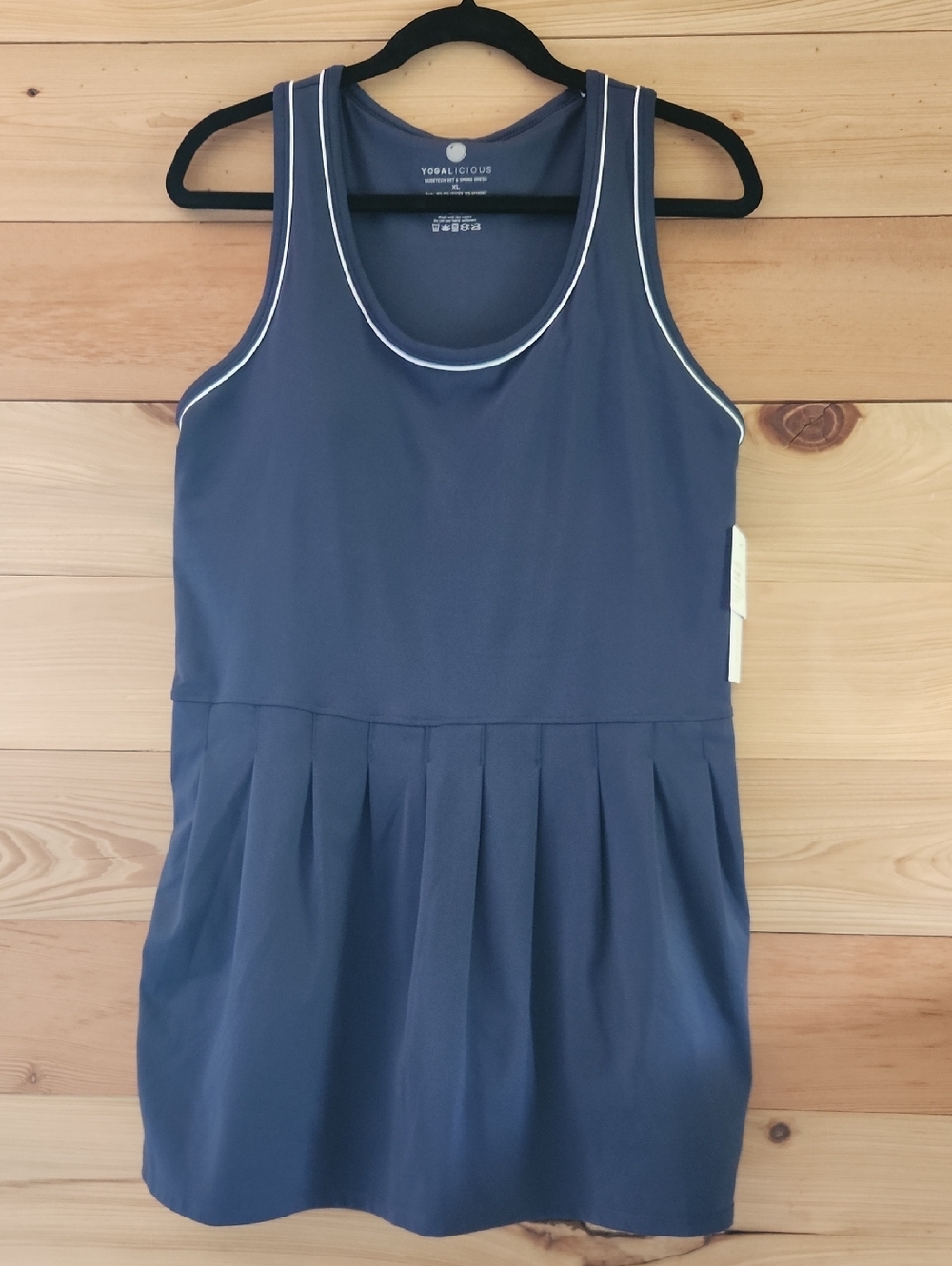 Yogalicious Navy Tank Tennis Dress with White Trim W/built-in pockets